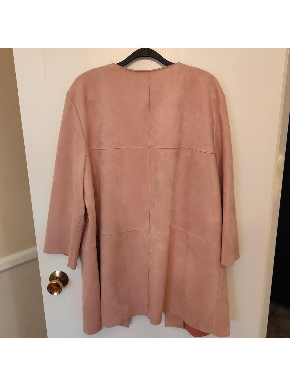 Ruby Rd Jacket Womens 18 Blush Pink Soft Faux Suede Open Duster Quiet Luxury - Picture 6 of 7
